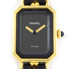 CHANEL Watch Premiere M H0001 Octagonal Black Dial Gold-plated Metal Leather Qz