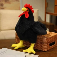 Black Rooster Plush Toy 8" Stuffed Animal Toddler Doll Gift for Kids