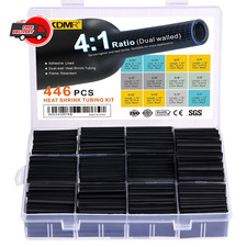 446 Pcs Heat Shrink Tubing Kit-4:1 Ratio Adhesive Lined Marine Grade Shrink Wrap