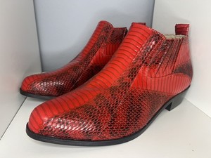 Men's Dress Casual Boots Cuban Heel Zipper Snake Print GRAY ANTONIO