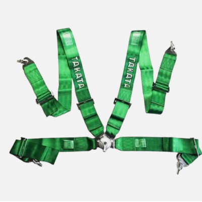 NIB TAKATA 4 Point Racing Harness 3'' Green Seat Belt Camlock Snap-On Safety