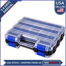 Double Sided Parts Organizer Box 34 Compartment Hardware Storage Case Dividers