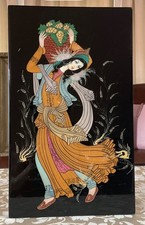 lacquer painting featuring a traditional Pers...