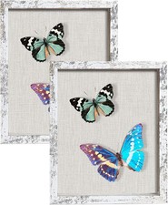 2 Packs 8x10 Shadow Box Frame with Linen Back - 2P, Distressed White