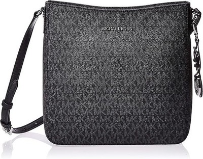 New Michael Kors Jet Set Travel Large Logo Messenger Bag Black
