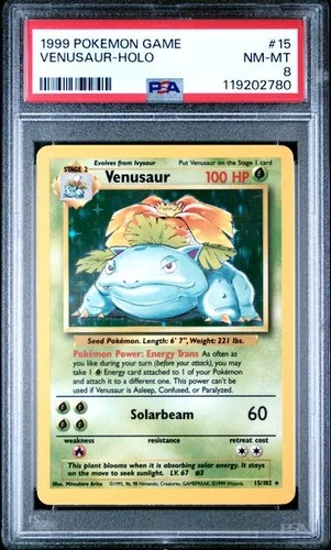 1999 Base Set Venusaur #15 Holo PSA 8