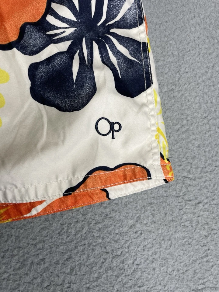 Pantalones Cortos De Colección OP Ocean Pacific Forrados Para Hombre M 32-34 Naranja Blanco Floral Foto 2 de 4