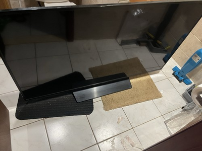 #ad #ad Flat Screen TV with Stand Black parts only with cord and remote $25.00