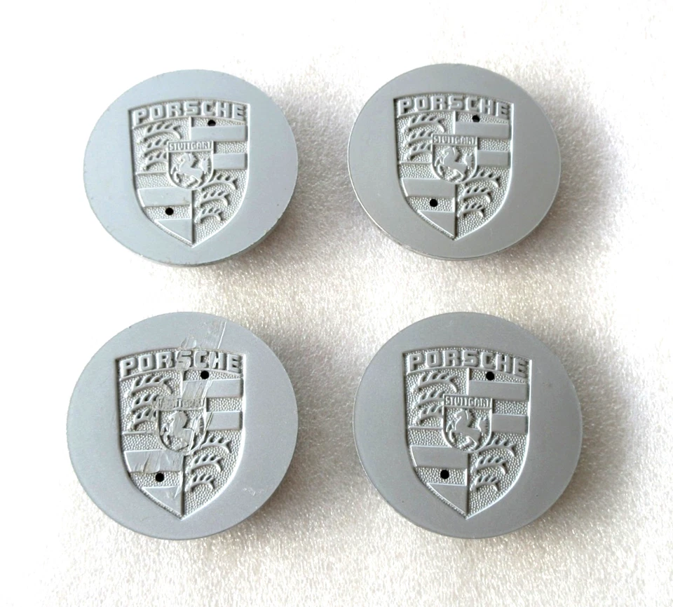 JUEGO DE 4 LLANTAS DE METAL ORIGINALES OEM PORSCHE 911 993 964 944 TAPA CENTRAL CRESTA INSERTADA Foto 3 de 4