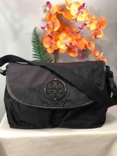 TORY BURCH Black Nylon with Leather Trims Diaper Baby Bag