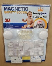 Child Safety Locks for Cabinet Drawer Magnetic 3M Adhesive No Drilling SET OF 8 