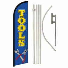 Tools Full Curve Windless Swooper Flag & Pole Kit Hardware Store BLUE