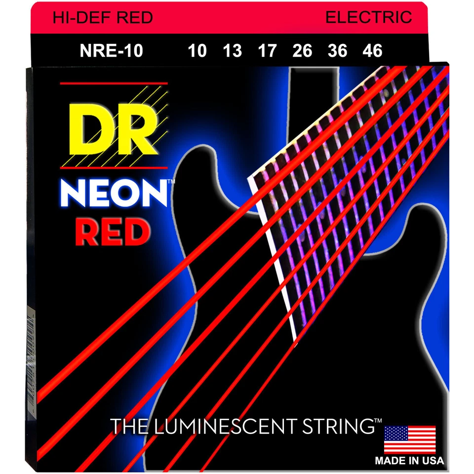 Saiten E-Gitarre DR Strings Neon Red NRE-10 Medium Gitarrensaiten E- Gitarre NEU