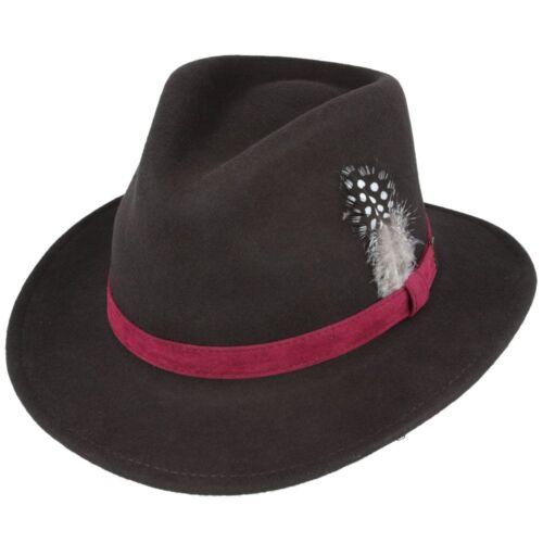 Exquisito Sombrero Fedora de Lana Aplastable Fieltro Adornado con Alfiler de Pluma Alta Calidad - Imagen 12 de 12
