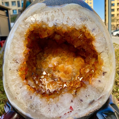 30.4LB Alta Calidad Raro Cristal Amarillo Dragón Huevo Cueva Cristal Decoración + Base - Imagen 9 de 11