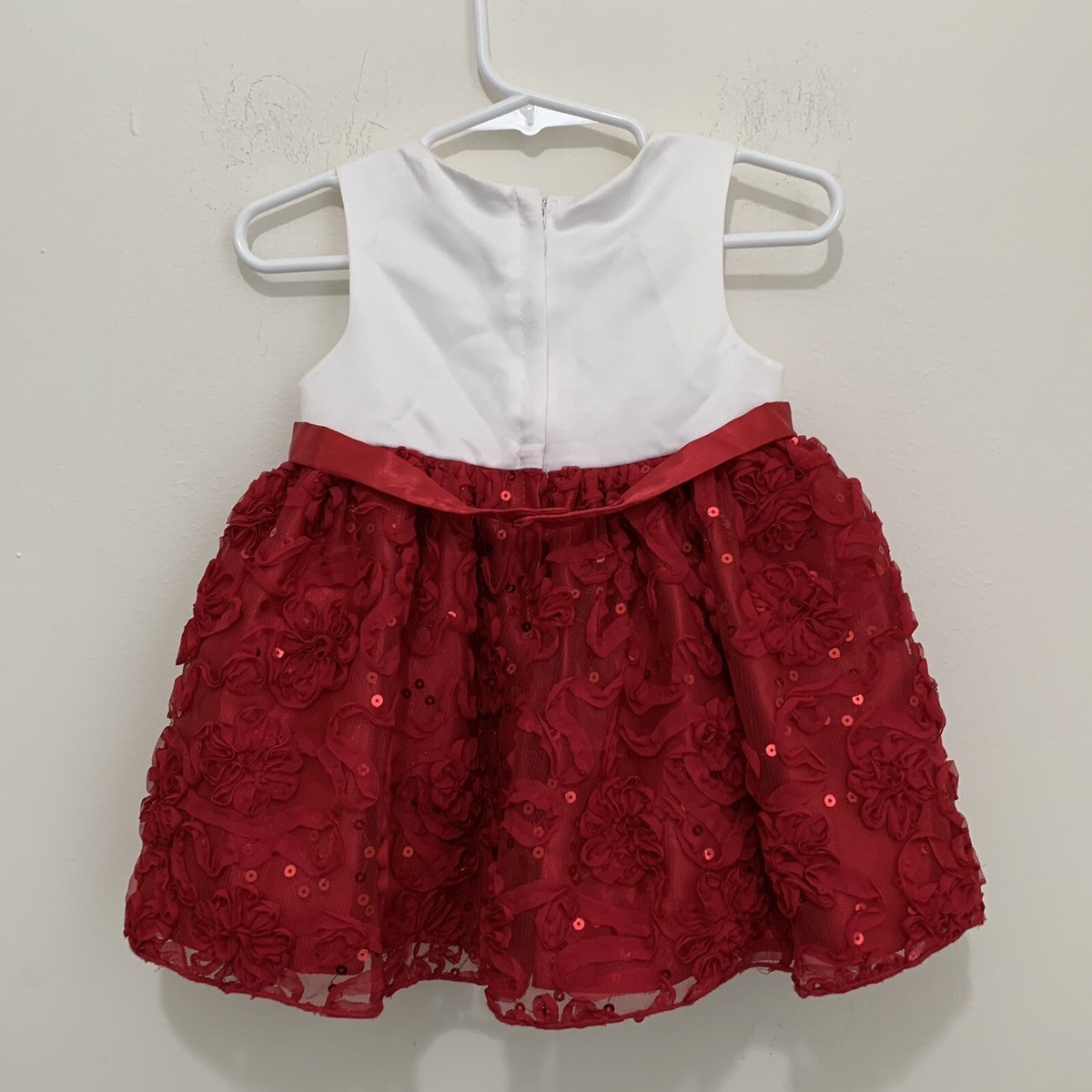 AMERICAN PRINCESS DRESS FORMAL Toddler 12 M Red Floral White 14007 Baby Girl