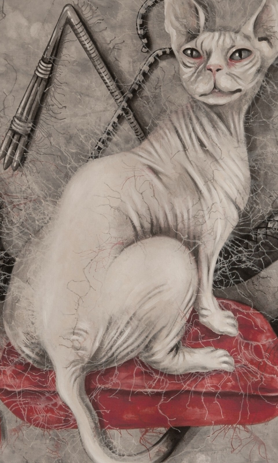 art painting contemporary modern animal sphynx cat white portrait egyptian magic - Picture 4 of 24