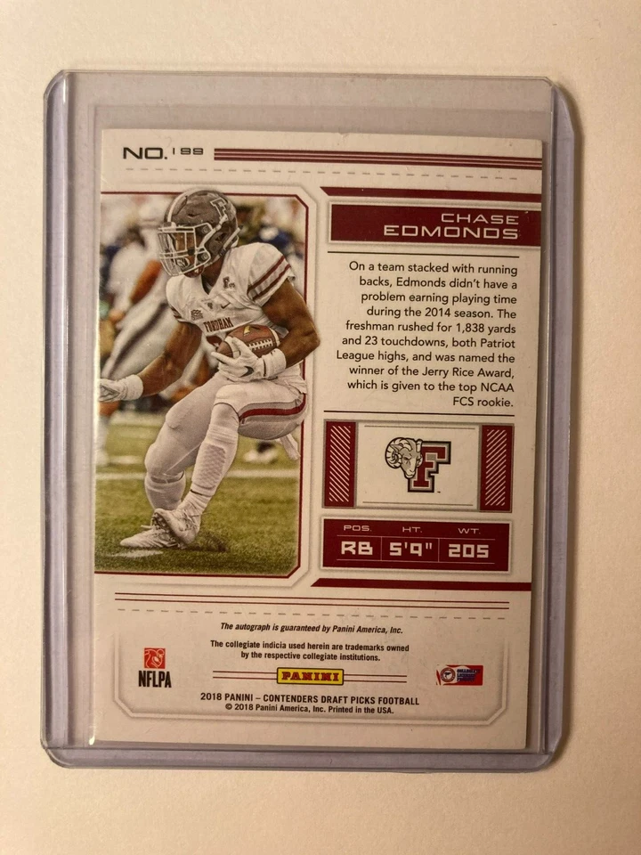 Chase Edmonds AUTO~RC Contenders College Ticket 2018 Rookie Autograph SP Draft - Image 3 of 3