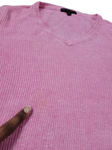 Tommy Bahama Sweater Womens Medium Pink Linen Blend Long Sleeve Beach Stains* - Picture 3 of 9