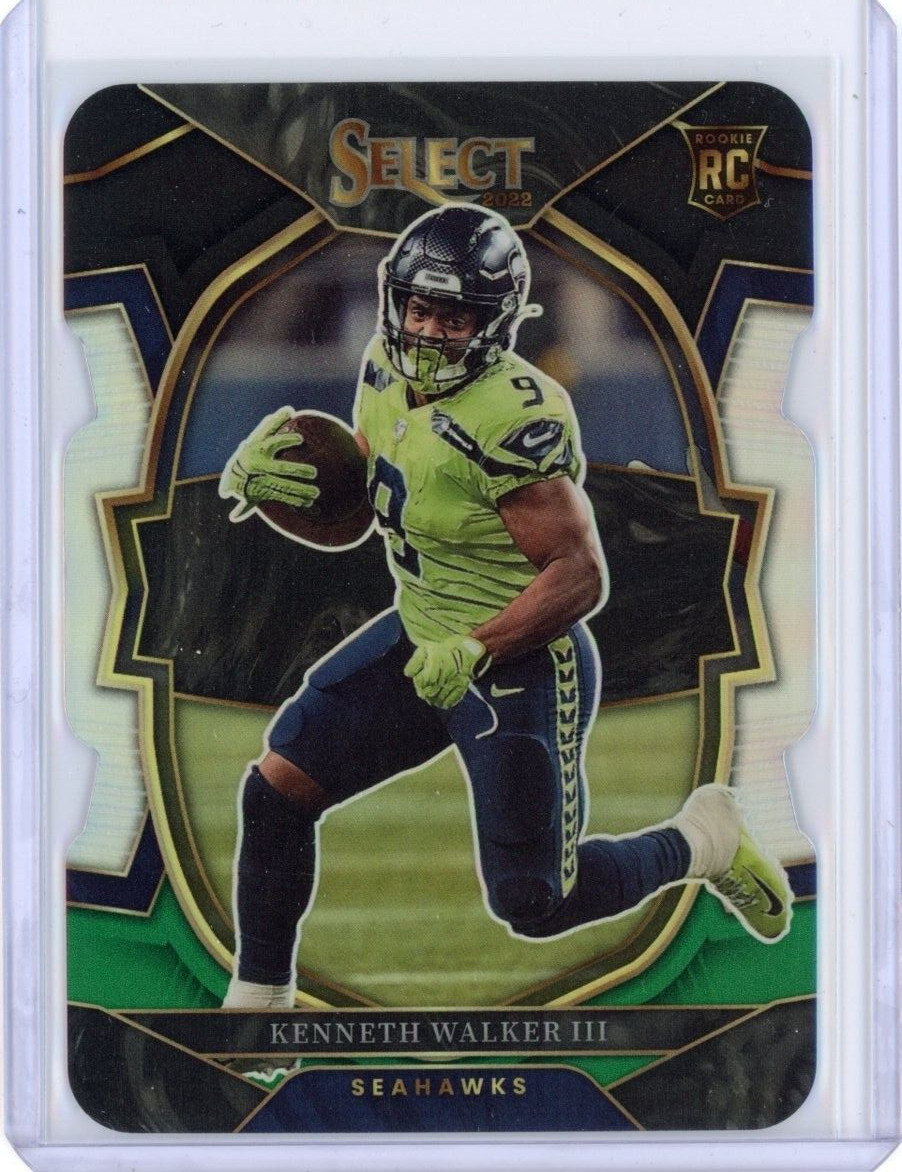 2022 SELECT RC KENNETH WALKER III GREEN YELLOW DIE CUT PRIZM #2 SEATTLE SEAHAWKS