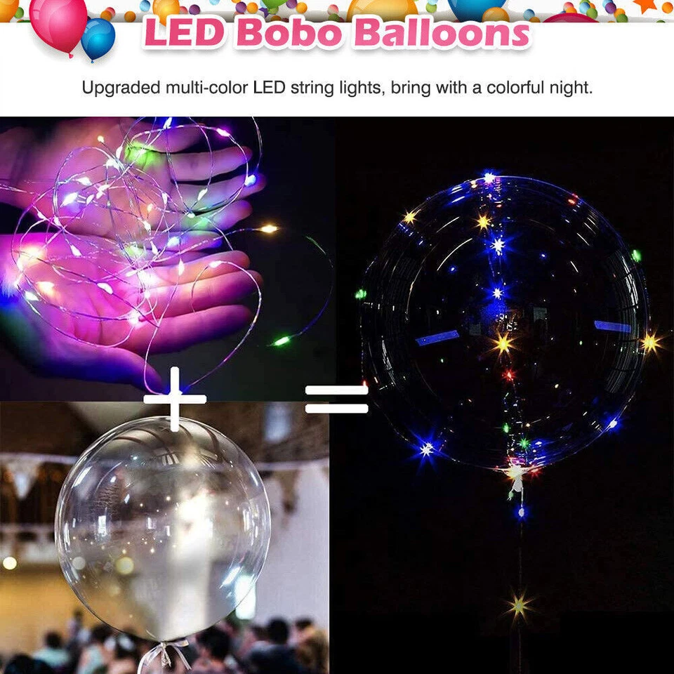 10* Balões transparentes iluminados 20 polegadas BoBo bolha formatura decoração festa de aniversário - Imagem 4 de 4
