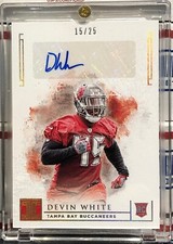 2019 PANINI IMPECCABLE DEVIN WHITE ROOKIE, #165, AUTO, GOLD SERIAL #15/25, BUCS