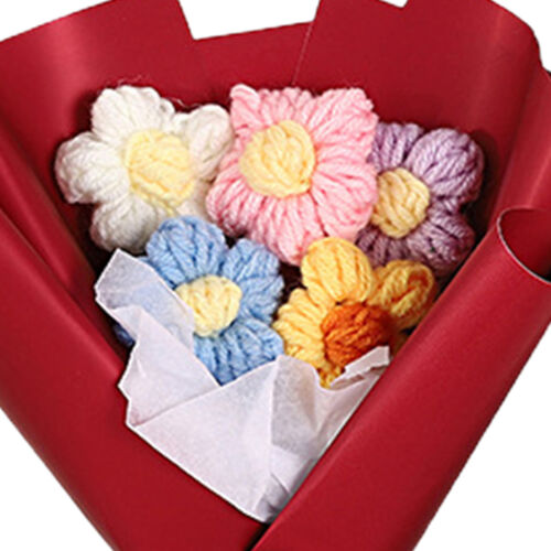 Artificial Flower Bouquet Non-fading Decorative Colorful Hand Woven Crochet Fake - Picture 6 of 13