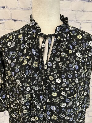 Uniqlo x Paul & Joe Floral Blouse with frill sleeves and ribbon