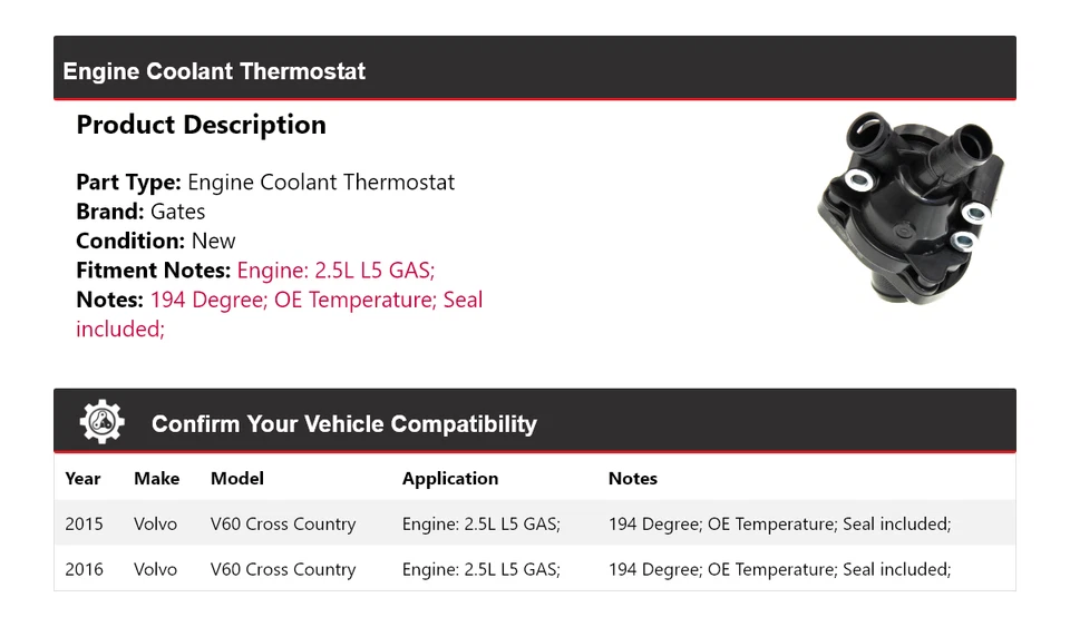 Puertas termostato refrigerante motor Cross Country Volvo V60 2015-2016 Foto 2 de 4