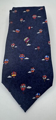 Beaufort Tie Rack Hot Air Balloon Navy Silk Tie  61 X 3 1/2Italy