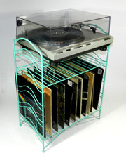 Vintage Metal Wire LP Record Rack Turntable Stand Mid Century Modern
