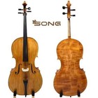 Gold Cello 4/4 full size, Hand made,Loud Rich Sound,Flames Maple wood #15879