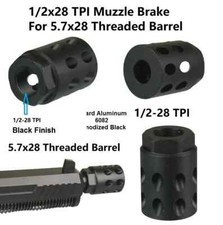Aluminum Black 1/2x28 1/2-28 TPI Muzzle Brake Compensator For 5.7x28