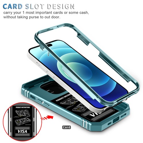 For iPhone 16 15 14 13 12 Pro Max Card Ring Stand Slide Camera Shockproof Case - Picture 78 of 94