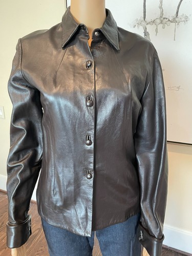 Charles Chang- Lima Brown Beautiful Leather Top Sz 6 - Picture 2 of 6