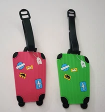 GForce Brand 2 Piece Red  & Green Luggage ID Suitcases Address Tag