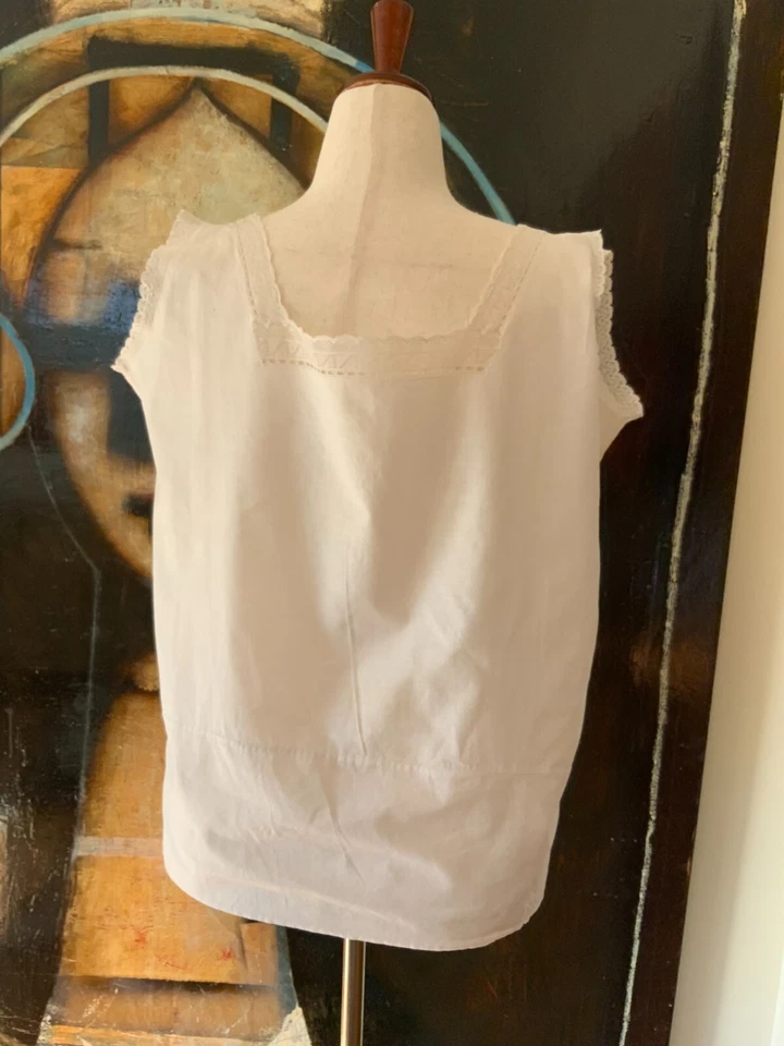 Camisola Antigua Algodón Blanco Bordado L - Camisola Eduardiana Foto 4 de 4