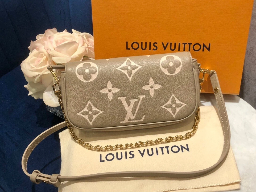 Louis Vuitton WOC WALLET ON CHAIN IVY CROSSBODY BAG FLAP TOURTERELLE GRAY  CREAM