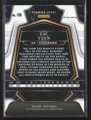 2023 Panini Select #196 Zac Veen Orange Flash Prizm | eBay