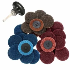 46PCS 2" Surface Conditioning Sanding Disc W/ Holder Die Grinder Roll Lock Discs