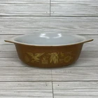 Vintage Pyrex Early American Oval Casserole Baking Dish | 1.5 Qt 043 Brown /Gold