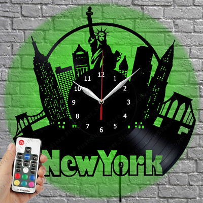 LED Clock New York Vinyl Record Wall Clock Led Light Wall Clock 290