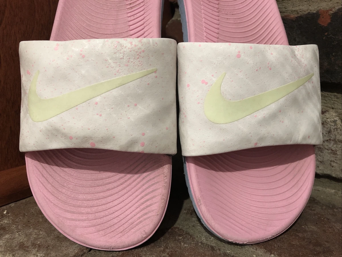 Nike Kawa Slide SE Glow Summit White Pink Slides Sandals Youth US