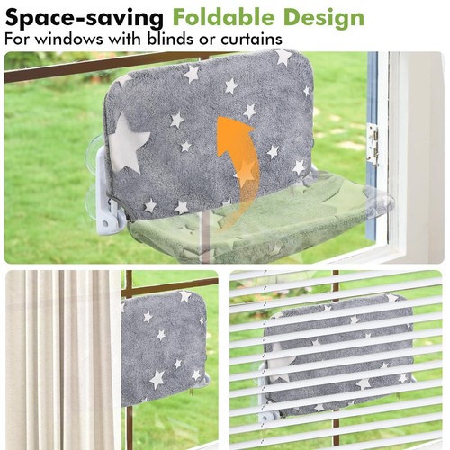 Foldable Cat Window Perch with Suction Cups Cat Indoor Window Bed Seat - Picture 3 of 7