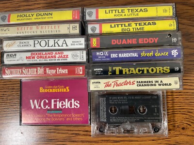 Lot of 13 Cassettes, country, polka, Texas, W.C. Fields, Holly Dunn, more