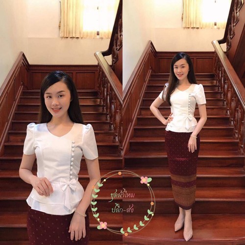 LAOS/THAI TRADITIONAL SILK BLOUSE SHIRTS - THAI TRADITIONAL CLOTHING AND DRESS - Picture 20 of 20