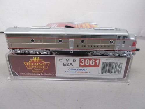 BROADWAY # 3061 ~ CB & Q - BURLINGTON E8A LOCOMOTIVE # 9967 ~DCC & SOUND~N SCALE