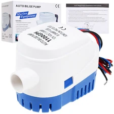 Boat Bilge Water Pump 12V/1100GPH Auto with Float Switch Automatic Submersible