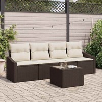 5-Teilige Garten Sofa Set Mit Kissen Braun Poly Rattan