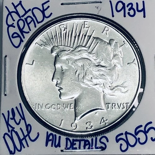 1934 SILVER PEACE DOLLAR AUTHENTIC HI GRADE U.S. MINT COIN RARE KEY DATE 5055